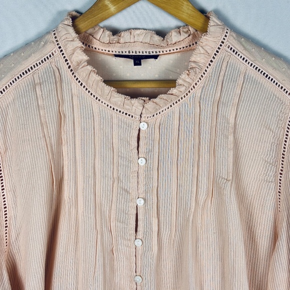 Quince Women Long Sleeve Lightweight Organic Cotton Textured Blouse XL Cottage - Picture 4 of 11